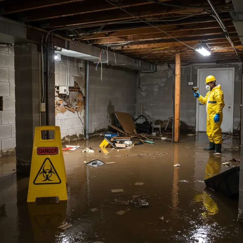 Flooded Basement Electrical Hazard in Mount Horeb, WI Property